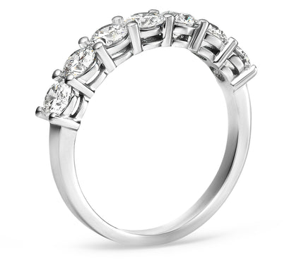 7 Stones Lab grown Anniversary Rings for Women, 1.75 Carat Round Cut Diamond 14K White Gold