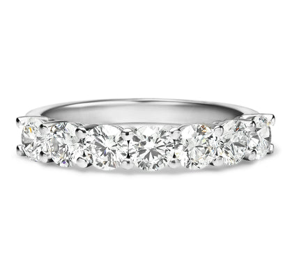 7 Stones Lab grown Anniversary Rings for Women, 1.75 Carat Round Cut Diamond 14K White Gold